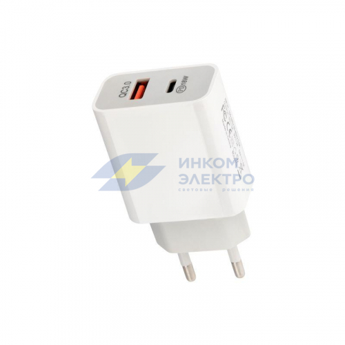 Устройство зарядное сетевое USB-A+USB-C адаптер 18Вт бел. Rexant 18-2216 фото 4