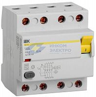 Выключатель дифференциального тока (УЗО) 4п 16А 30мА тип A ВД1-63 IEK MDV11-4-016-030