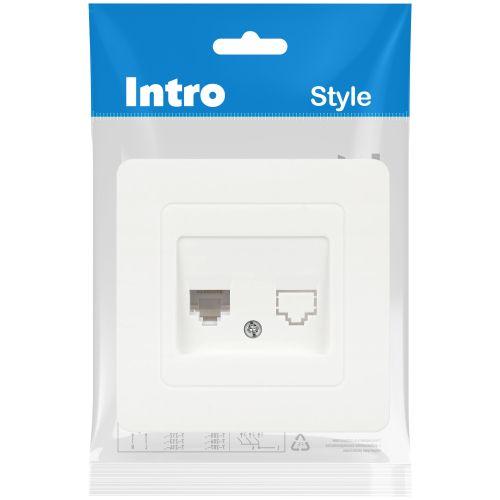 Розетка компьютерная 1-м СП Style 7-303-01 RJ45 бел. Intro Б0060649 фото 2 Розетка компьютерная 1-м СП Style 7-303-01 RJ45 бел. Intro Б0060649 фото 2