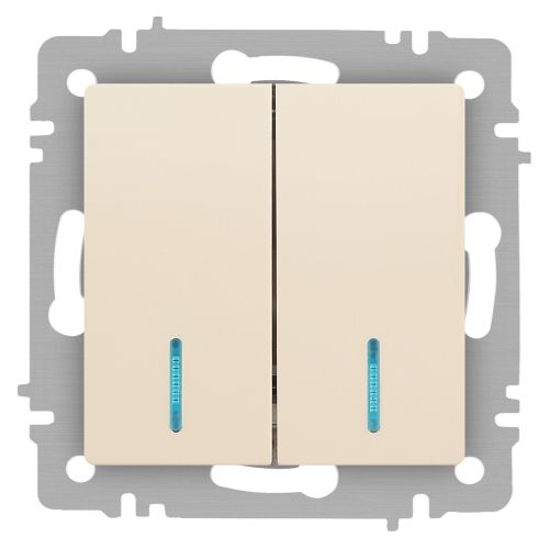 Выключатель 2-кл. СП Accent 6-105-02 10А IP20 250В с подсветкой AL/CU сл. кость Intro Б0063509 Выключатель 2-кл. СП Accent 6-105-02 10А IP20 250В с подсветкой AL/CU сл. кость Intro Б0063509