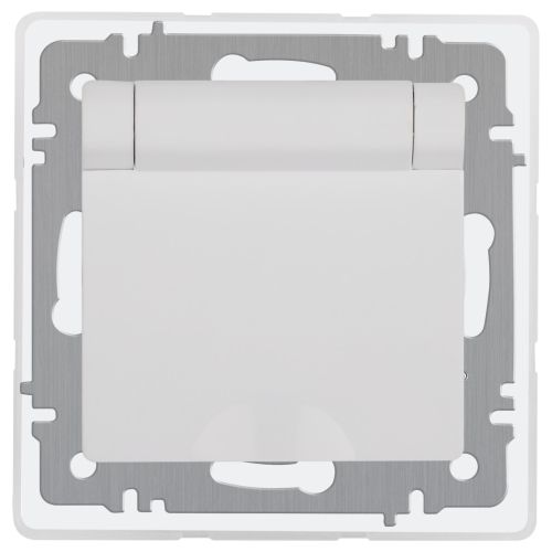 Розетка 1-м СП Accent 6-209-01 16А IP44 250В 2P+E Schuko с крышкой защ. штор. AL/CU бел. Intro Б0063553 Розетка 1-м СП Accent 6-209-01 16А IP44 250В 2P+E Schuko с крышкой защ. штор. AL/CU бел. Intro Б0063553