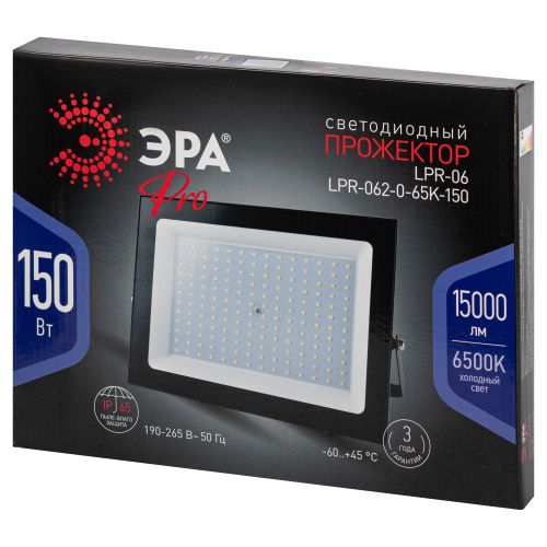 Прожектор светодиодный PRO LPR-062-0-65K-150 150Вт 6500К IP65 14600лм призма Эра Б0064665 фото 2 Прожектор светодиодный PRO LPR-062-0-65K-150 150Вт 6500К IP65 14600лм призма Эра Б0064665 фото 2