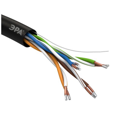 Кабель витая пара U/UTP кат.5E 4х2х24AWG solid CCA PE Outdoor Simple черн. (м) UL-4-PE-A Эра Б0044436 фото 3 Кабель витая пара U/UTP кат.5E 4х2х24AWG solid CCA PE Outdoor Simple черн. (м) UL-4-PE-A Эра Б0044436 фото 3