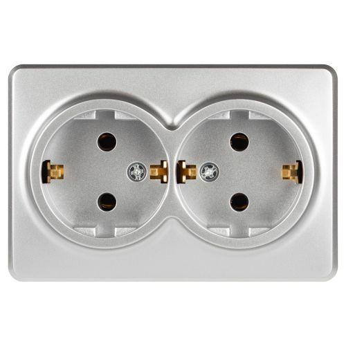 Розетка 2-м ОП Эксперт 11-2205-03 16А IP20 250В 2х2P+E Schuko с заземл. алюм. Эра Б0063046 фото 3 Розетка 2-м ОП Эксперт 11-2205-03 16А IP20 250В 2х2P+E Schuko с заземл. алюм. Эра Б0063046 фото 3