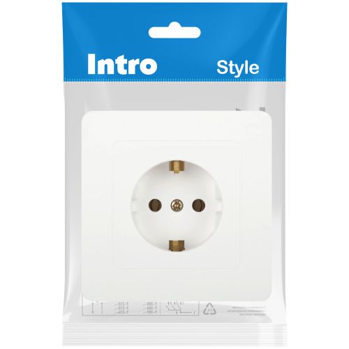 Розетка 1-м СП Style 7-202-01 16А 250В IP20 2P+E Schuko с заземл. бел. Intro Б0060619 фото 2 Розетка 1-м СП Style 7-202-01 16А 250В IP20 2P+E Schuko с заземл. бел. Intro Б0060619 фото 2