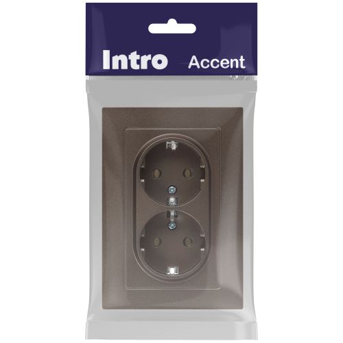 Розетка 2-м СП Accent 6-205-08 16А IP20 250В 2P+E Schuko AL/CU бронза Intro Б0063498 фото 2 Розетка 2-м СП Accent 6-205-08 16А IP20 250В 2P+E Schuko AL/CU бронза Intro Б0063498 фото 2