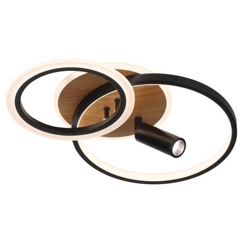 Светильник светодиодный Rondo CLL-1-85-RC BK 85Вт 3000К-6000К 510х340х180 с пультом ДУ черн./дерево Эра Б0069745 Светильник светодиодный Rondo CLL-1-85-RC BK 85Вт 3000К-6000К 510х340х180 с пультом ДУ черн./дерево Эра Б0069745