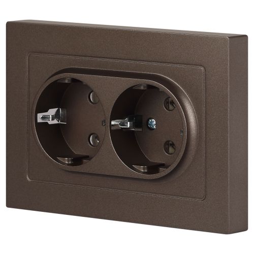 Розетка 2-м СП Accent 6-205-08 16А IP20 250В 2P+E Schuko AL/CU бронза Intro Б0063498 фото 4 Розетка 2-м СП Accent 6-205-08 16А IP20 250В 2P+E Schuko AL/CU бронза Intro Б0063498 фото 4