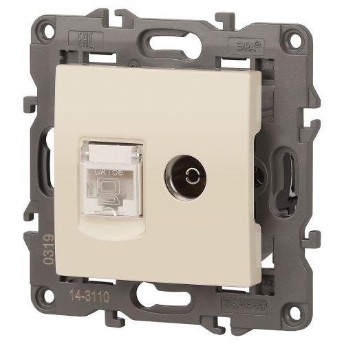 Розетка компьютерная + телевизионная 2-м Elegance 14-3110-02 RJ45 + TV IP20 механизм сл. кость Эра Б0034315 фото 5 Розетка компьютерная + телевизионная 2-м Elegance 14-3110-02 RJ45 + TV IP20 механизм сл. кость Эра Б0034315 фото 5