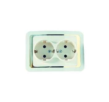 Розетка 2-м СП Mimoza 10А IP20 с заземл. крем./зол. Makel 12682 Розетка 2-м СП Mimoza 10А IP20 с заземл. крем./зол. Makel 12682
