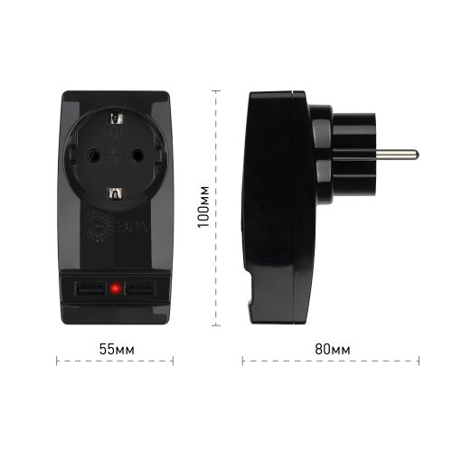 Адаптер 1-м с заземл. Polynom SP-1e-USB-B 220В 2хUSB 2100мА черн. Эра Б0026333 фото 3 Адаптер 1-м с заземл. Polynom SP-1e-USB-B 220В 2хUSB 2100мА черн. Эра Б0026333 фото 3