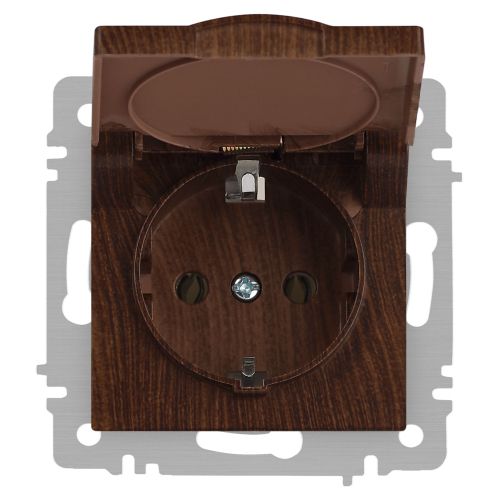 Розетка 1-м СП Accent 6-203-10 16А IP20 250В 2P+E Schuko с крышкой AL/CU венге Intro Б0063454 фото 5 Розетка 1-м СП Accent 6-203-10 16А IP20 250В 2P+E Schuko с крышкой AL/CU венге Intro Б0063454 фото 5