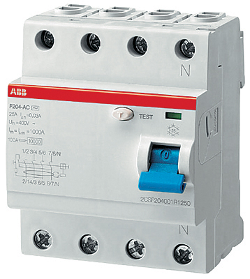 Выключатель дифференциального тока (УЗО) 4п 40А 300мА тип AC F204 ABB 2CSF204001R3400 Выключатель дифференциального тока (УЗО) 4п 40А 300мА тип AC F204 ABB 2CSF204001R3400