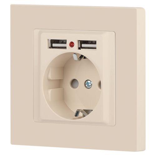 Розетка 1-м СП Accent 6-410-02 16А IP20 250В P+E Schuko + 2хUSB защ. шторки сл. кость Intro Б0063692 фото 6 Розетка 1-м СП Accent 6-410-02 16А IP20 250В P+E Schuko + 2хUSB защ. шторки сл. кость Intro Б0063692 фото 6