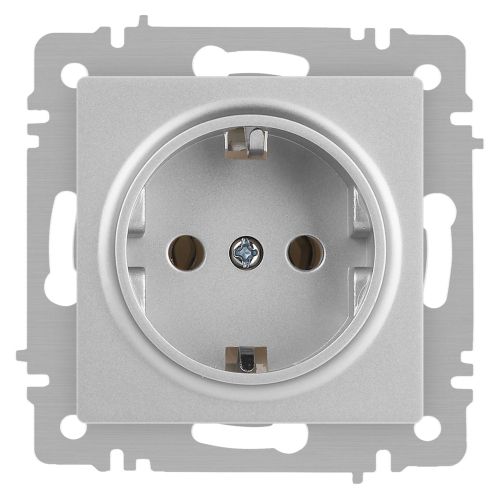 Розетка 1-м СП Accent 6-202-03 16А IP20 250В 2P+E Schuko алюм. Intro Б0063686 Розетка 1-м СП Accent 6-202-03 16А IP20 250В 2P+E Schuko алюм. Intro Б0063686