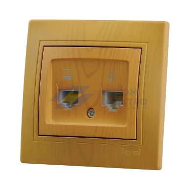 Розетка компьютерная + телефонная 2-м СП Mira RJ45 + RJ11 ольха LEZARD 701-0701-143 Розетка компьютерная + телефонная 2-м СП Mira RJ45 + RJ11 ольха LEZARD 701-0701-143