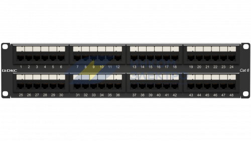 Патч-панель 19дюйм 2UCAT6 48 портов RJ45 неэкранированная DKC RN6PPU242 Патч-панель 19дюйм 2UCAT6 48 портов RJ45 неэкранированная DKC RN6PPU242