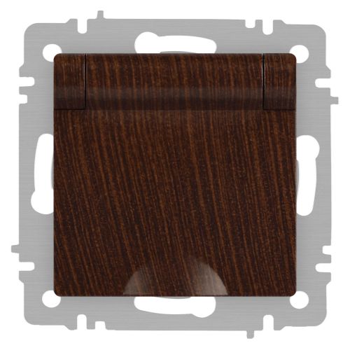 Розетка 1-м СП Accent 6-203-10 16А IP20 250В 2P+E Schuko с крышкой AL/CU венге Intro Б0063454 Розетка 1-м СП Accent 6-203-10 16А IP20 250В 2P+E Schuko с крышкой AL/CU венге Intro Б0063454