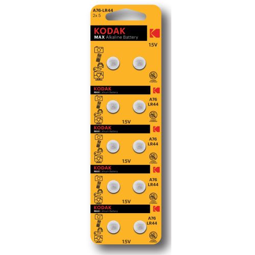 Элемент питания алкалиновый "таблетка" LR44/LR1154/AG13/G13 MAX Button Cell (блист.10шт) KODAK Б0044718 Элемент питания алкалиновый "таблетка" LR44/LR1154/AG13/G13 MAX Button Cell (блист.10шт) KODAK Б0044718