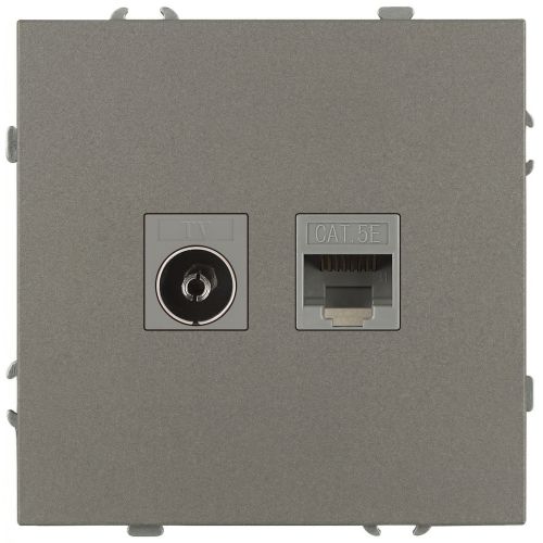 Розетка комбинированная СП Galaxy RJ45 + TV 16А IP20 250В титан Эра Б0070788 Розетка комбинированная СП Galaxy RJ45 + TV 16А IP20 250В титан Эра Б0070788