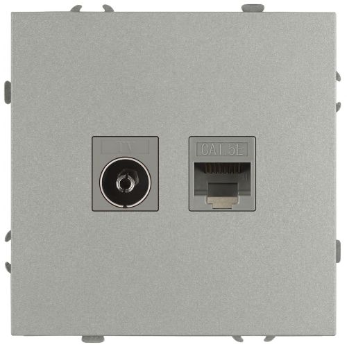 Розетка комбинированная СП Galaxy RJ45 + TV 16А IP20 250В алюм. Эра Б0070780 Розетка комбинированная СП Galaxy RJ45 + TV 16А IP20 250В алюм. Эра Б0070780