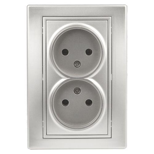 Розетка 2-м СП Plano 1-204-03 16А IP20 250В 2х2P алюм. Intro Б0053907 Розетка 2-м СП Plano 1-204-03 16А IP20 250В 2х2P алюм. Intro Б0053907