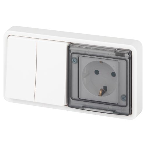 Блок СП Эксперт 11-7522-01 (розетка + выключатель) 16A IP55 250В 10AX двойн. бел. Эра Б0063274 Блок СП Эксперт 11-7522-01 (розетка + выключатель) 16A IP55 250В 10AX двойн. бел. Эра Б0063274