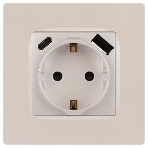 Розетка Эра12 12-4108-15 16А 250В 2P+E с USB type-A+C 5В-3А защ. шторки перламутр Эра Б0067767 фото 3 Розетка Эра12 12-4108-15 16А 250В 2P+E с USB type-A+C 5В-3А защ. шторки перламутр Эра Б0067767 фото 3