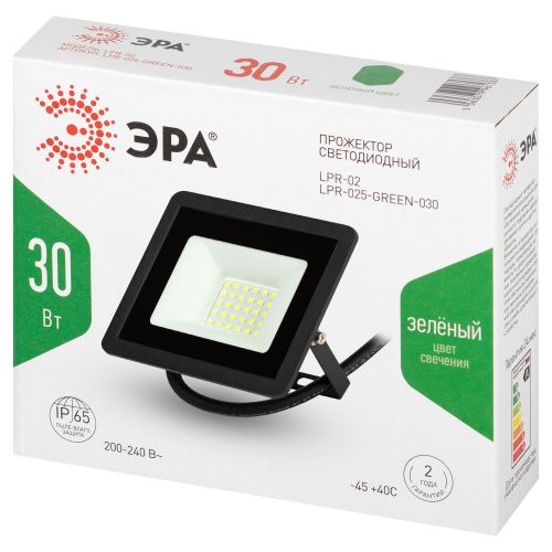 Прожектор светодиодный уличный LPR-025-GREEN-030 30Вт зел. свечение 3000лм IP65 Эра Б0064672 фото 2 Прожектор светодиодный уличный LPR-025-GREEN-030 30Вт зел. свечение 3000лм IP65 Эра Б0064672 фото 2