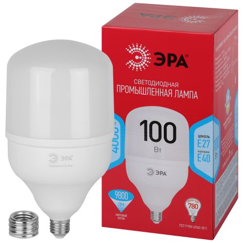 Лампа светодиодная высокомощная RED LINE LED POWER T140-100W-4000-E27/E40 R 100Вт Т140 колокол 4000К нейтр. бел. E27/E40 (переходник в компл.) 9800лм Эра Б0063880 Лампа светодиодная высокомощная RED LINE LED POWER T140-100W-4000-E27/E40 R 100Вт Т140 колокол 4000К нейтр. бел. E27/E40 (переходник в компл.) 9800лм Эра Б0063880