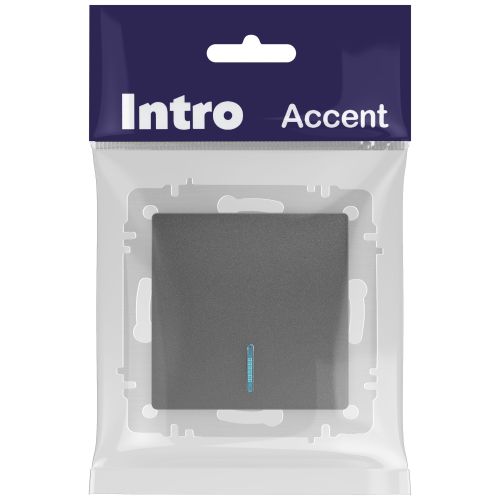 Выключатель 1-кл. СП Accent 6-102-07 10А IP20 250В с подсветкой AL/CU графит Intro Б0063434 фото 2 Выключатель 1-кл. СП Accent 6-102-07 10А IP20 250В с подсветкой AL/CU графит Intro Б0063434 фото 2