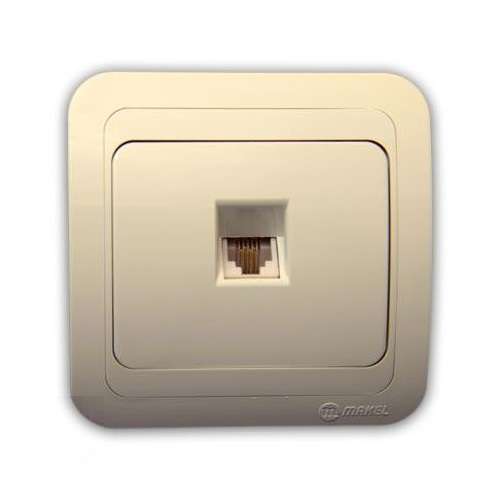 Розетка телефонная 1-м СП Mimoza 16А IP20 крем./крем. Makel 25014 Розетка телефонная 1-м СП Mimoza 16А IP20 крем./крем. Makel 25014