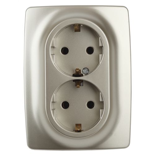 Розетка 2-м СП Эра12 12-2108-04 16А IP20 250В 2х2P+E Schuko защ. шторки шампань Эра Б0036445 Розетка 2-м СП Эра12 12-2108-04 16А IP20 250В 2х2P+E Schuko защ. шторки шампань Эра Б0036445