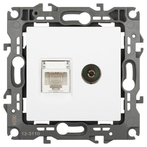 Розетка компьютерная + телевизионная Эра12 12-3110-01М RJ45 + TV бел. матов. Эра Б0065691 Розетка компьютерная + телевизионная Эра12 12-3110-01М RJ45 + TV бел. матов. Эра Б0065691
