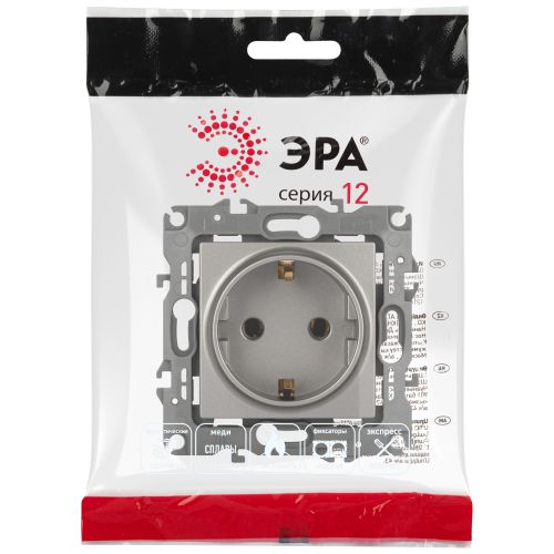 Розетка 16А 250В 2P+E Schuko Эра12 12-2101-16 титан Эра Б0065662 фото 2 Розетка 16А 250В 2P+E Schuko Эра12 12-2101-16 титан Эра Б0065662 фото 2