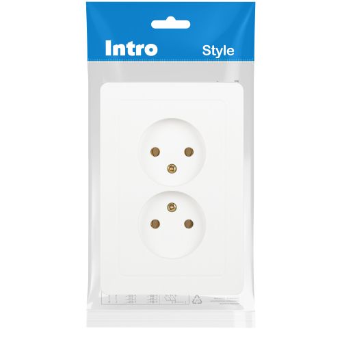 Розетка 2-м СП Style 7-204-01 16А IP20 250В 2х2P без заземл. бел. Intro Б0060641 фото 2 Розетка 2-м СП Style 7-204-01 16А IP20 250В 2х2P без заземл. бел. Intro Б0060641 фото 2