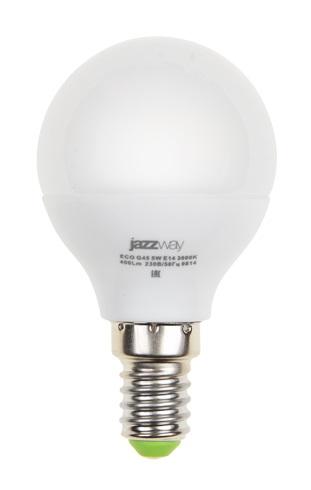 Лампа светодиодная PLED-ECO 5Вт G45 шар матовая 4000К нейтр. бел. E14 400лм 230В 50Гц JazzWay 1036926A Лампа светодиодная PLED-ECO 5Вт G45 шар матовая 4000К нейтр. бел. E14 400лм 230В 50Гц JazzWay 1036926A