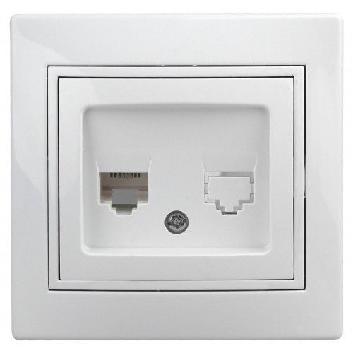 Розетка компьютерная 1-м СП Plano 1-303-01 RJ45 IP20 бел. Intro Б0027621 Розетка компьютерная 1-м СП Plano 1-303-01 RJ45 IP20 бел. Intro Б0027621