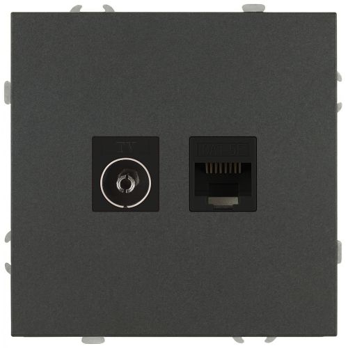 Розетка комбинированная СП Galaxy RJ45 + TV 16А IP20 250В графит Эра Б0070786 Розетка комбинированная СП Galaxy RJ45 + TV 16А IP20 250В графит Эра Б0070786