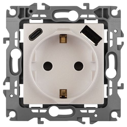 Розетка Эра12 12-4108-15 16А 250В 2P+E с USB type-A+C 5В-3А защ. шторки перламутр Эра Б0067767 Розетка Эра12 12-4108-15 16А 250В 2P+E с USB type-A+C 5В-3А защ. шторки перламутр Эра Б0067767