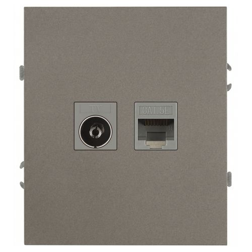 Розетка комбинированная СП Arktik RJ45 + TV 16А IP20 250В титан Эра Б0070500 Розетка комбинированная СП Arktik RJ45 + TV 16А IP20 250В титан Эра Б0070500