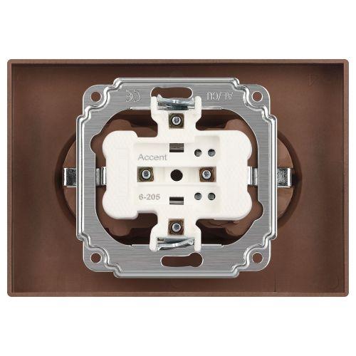 Розетка 2-м СП Accent 6-205-10 16А IP20 250В 2P+E Schuko AL/CU венге Intro Б0063502 фото 4 Розетка 2-м СП Accent 6-205-10 16А IP20 250В 2P+E Schuko AL/CU венге Intro Б0063502 фото 4