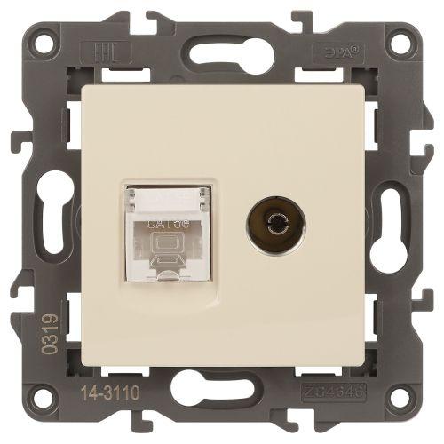 Розетка компьютерная + телевизионная 2-м Elegance 14-3110-02 RJ45 + TV IP20 механизм сл. кость Эра Б0034315 Розетка компьютерная + телевизионная 2-м Elegance 14-3110-02 RJ45 + TV IP20 механизм сл. кость Эра Б0034315