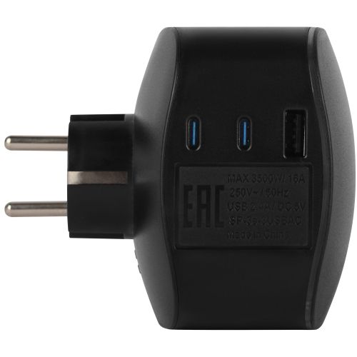 Разветвитель 3-м SP-3e-3USBAC-B + 3 USB A+C с заземл. со шторками 16А черн. Эра Б0069082 фото 5 Разветвитель 3-м SP-3e-3USBAC-B + 3 USB A+C с заземл. со шторками 16А черн. Эра Б0069082 фото 5