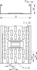 Лоток листовой перфорированный 300х60 L3000 сталь 1мм DKS 630 FS OBO 6085059 фото 2 Лоток листовой перфорированный 300х60 L3000 сталь 1мм DKS 630 FS OBO 6085059 фото 2