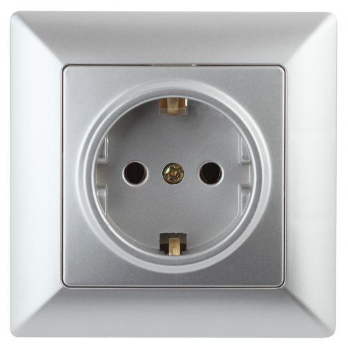 Розетка 1-м СП Solo 4-206-03 16А 250В IP20 2P+E Schuko с заземл. защ. шторки алюм. Intro Б0053683 Розетка 1-м СП Solo 4-206-03 16А 250В IP20 2P+E Schuko с заземл. защ. шторки алюм. Intro Б0053683