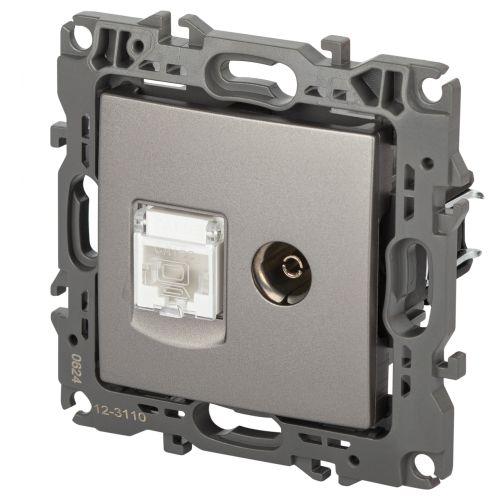 Розетка компьютерная + телевизионная Эра12 12-3110-16 RJ45 + TV титан Эра Б0065646 фото 3 Розетка компьютерная + телевизионная Эра12 12-3110-16 RJ45 + TV титан Эра Б0065646 фото 3