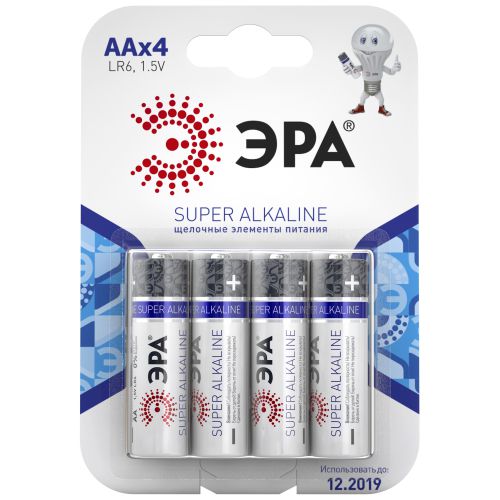 Элемент питания алкалиновый AA/LR6 LR6-4BL (блист.4шт) Эра C0038450 Элемент питания алкалиновый AA/LR6 LR6-4BL (блист.4шт) Эра C0038450