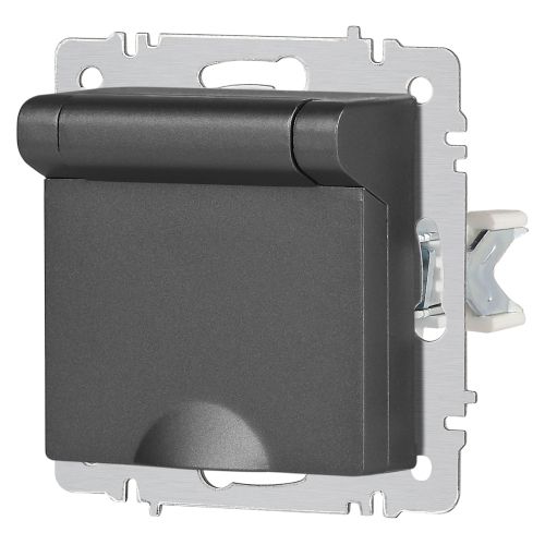 Розетка 1-м СП Accent 6-203-07 16А IP20 250В 2P+E Schuko с крышкой AL/CU графит Intro Б0063441 фото 6 Розетка 1-м СП Accent 6-203-07 16А IP20 250В 2P+E Schuko с крышкой AL/CU графит Intro Б0063441 фото 6