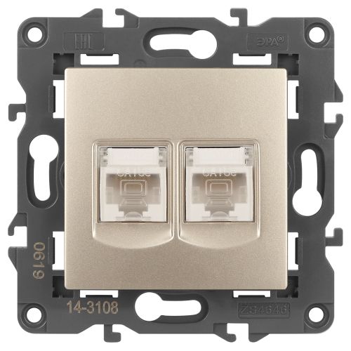 Розетка компьютерная 2-м Elegance 14-3108-04 RJ45 IP20 механизм шампань Эра Б0034311 фото 2 Розетка компьютерная 2-м Elegance 14-3108-04 RJ45 IP20 механизм шампань Эра Б0034311 фото 2